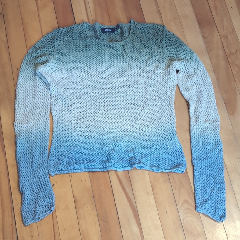 Vintage Mexx Blue and Cream Gradient Sweater Cotton Sheer